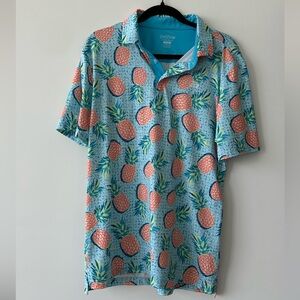 GoodGood Blue Pineapple Print Polo